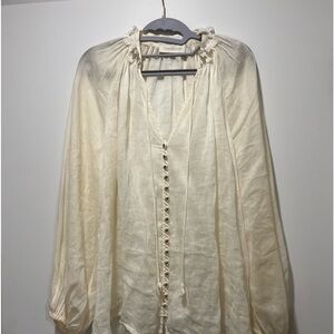 Beautiful loose fitting linen blouse. Incredible detail.